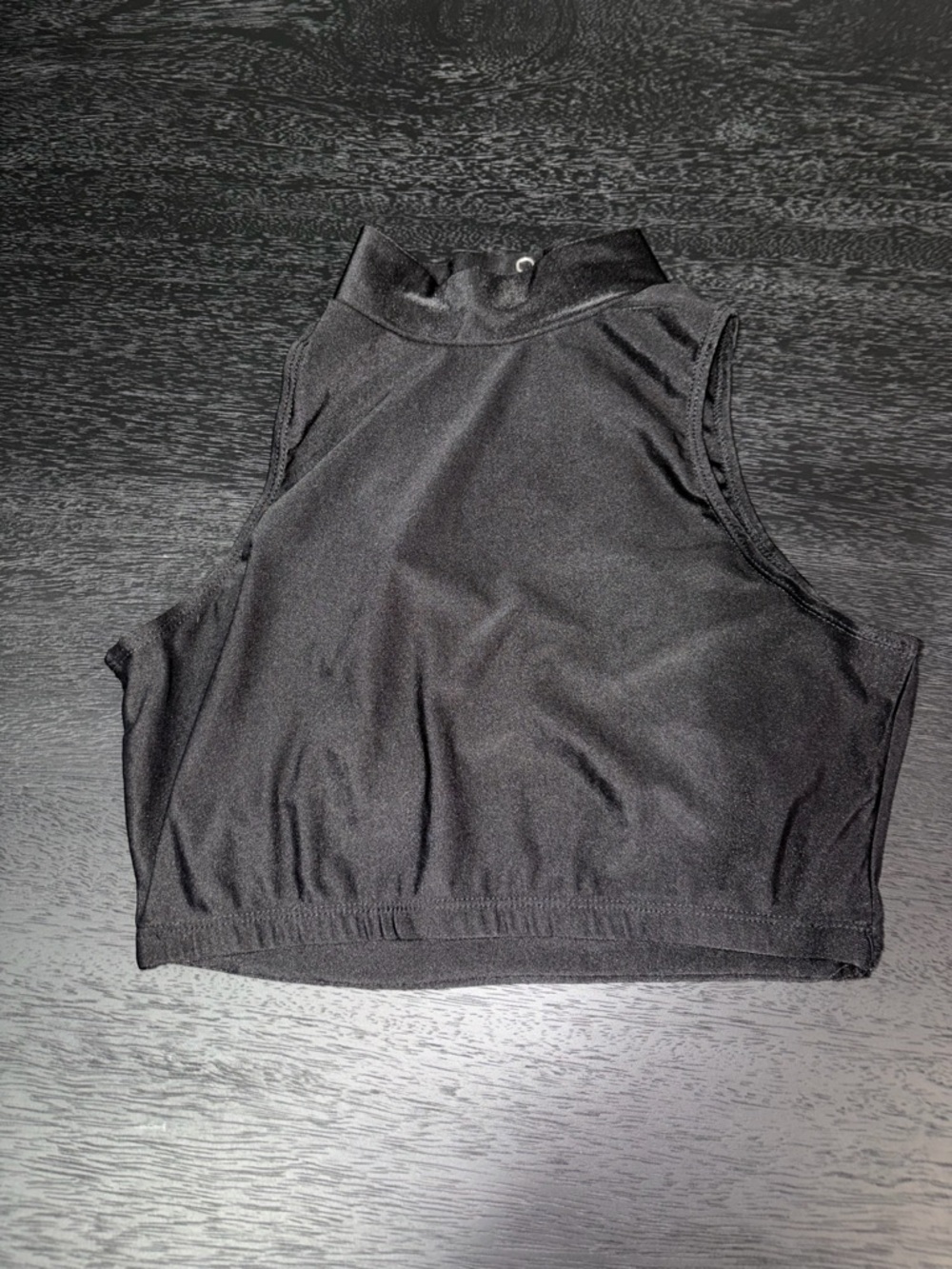 Women's Black Sleeveless Mock Neck Crop Top - dance top